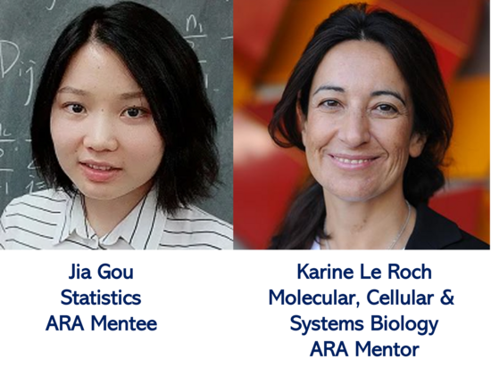 side by side head shot of Dr. Jia Gou and Dr. Karine Le Roch