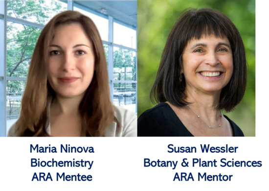 side by side head shot of Dr. Maria Ninova and Dr. Susan Wessler